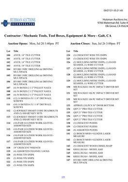 Contractor / Mechanic Tools, Tool Boxes, Equipment & More