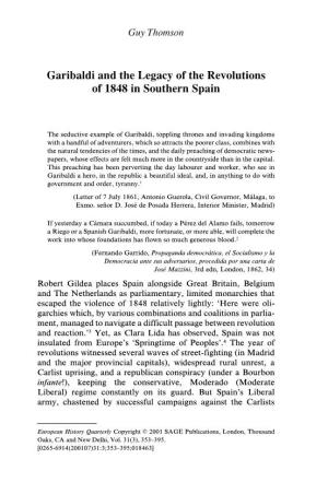 Garibaldi and the Legacy of the Revolutions of 1848 in Southern Spain