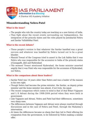 Misunderstanding Nehru-Patel