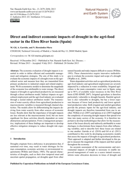 Direct and Indirect Economic Impacts of Drought in the Agri-Food Sector in the Ebro River Basin (Spain)