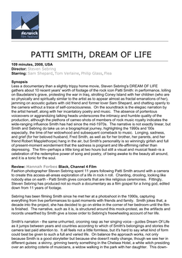Patti Smith, Dream of Life