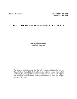 Academy of Entrepreneurship Journal