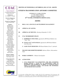 CTAC Meeting Records for October 24, 2012