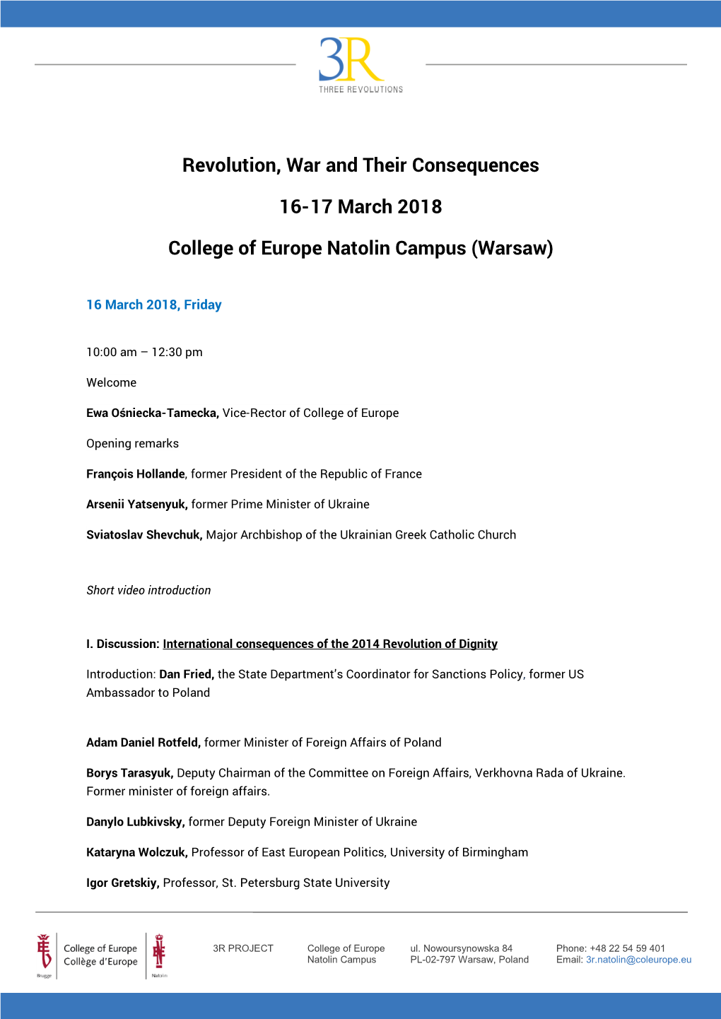 Revolution, War and Their Consequences 16-17 March 2018