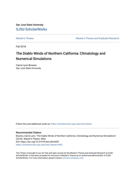 The Diablo Winds of Northern California: Climatology and Numerical Simulations