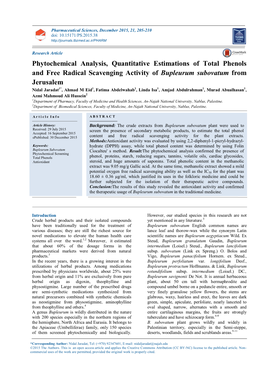 Phytochemical Analysis, Quantitative Estimations of Total Phenols And