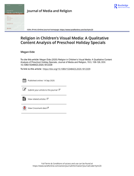 Religion in Children's Visual Media