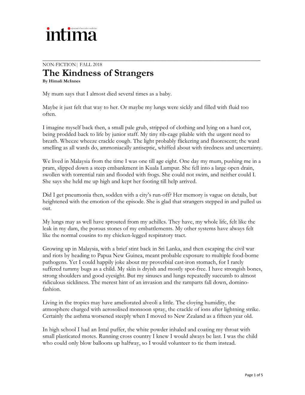 The Kindness of Strangers by Himali Mcinnes