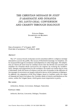 The Christian Message in Josep D 'Abarimatie and Demanda Del Santo Grial: Conversion and Charity Through Dialogue