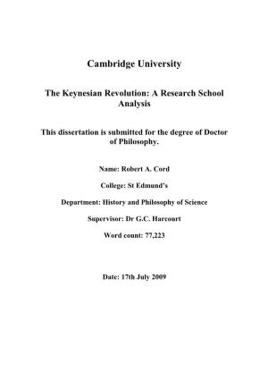 The Keynesian Revolution: a Research School Analysis