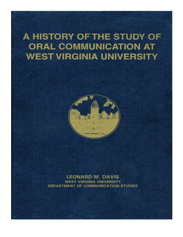 A History of the Study of Oral Communication at West Virginia University