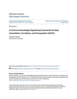 A Common Knowledge Engineering Framework for Data Assimilation, Correlation, and Extrapolation (DACE)