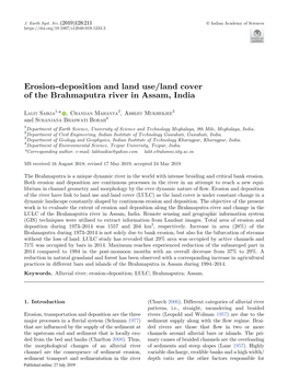 Erosion–Deposition and Land Use/Land Cover of the Brahmaputra River in Assam, India