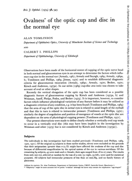 Ovalness* of the Optic Cup and Disc in the Normal Eye