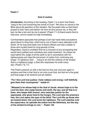 Psalm 7 (God of Justice)