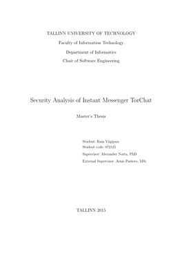 Security Analysis of Instant Messenger Torchat