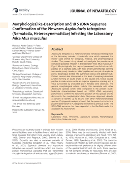 JOURNAL of NEMATOLOGY Morphological Re