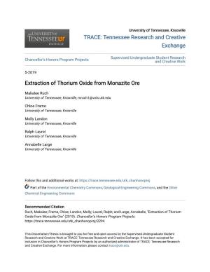 Extraction of Thorium Oxide from Monazite Ore