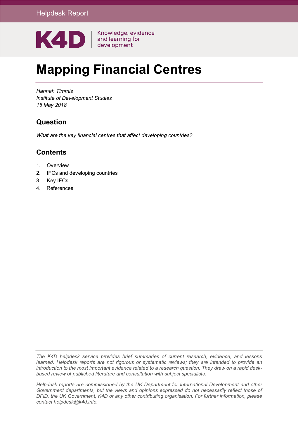 Mapping Financial Centres