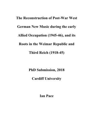 The Reconstruction of Post-War West German New Music During the Early Allied Occupation