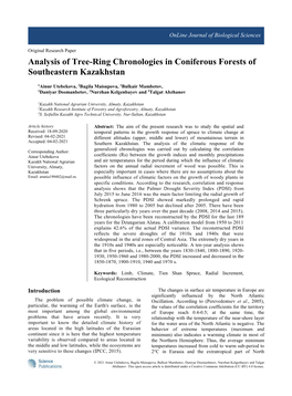 Analysis of Tree-Ring Chronologies in Coniferous Forests of Southeastern Kazakhstan