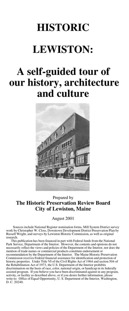 HISTORIC LEWISTON: a Self-Guided Tour of Our History, Architecture And