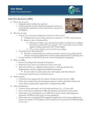 Antler Point Restrictions Fact Sheet