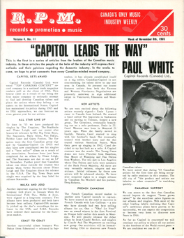 "Capitol Leads the Way" Paul White