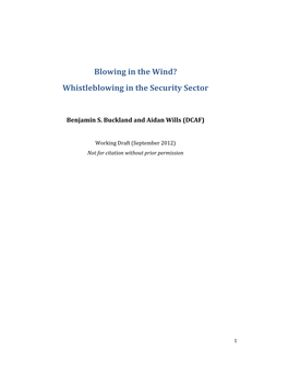 Whistleblowing in the Security Sector