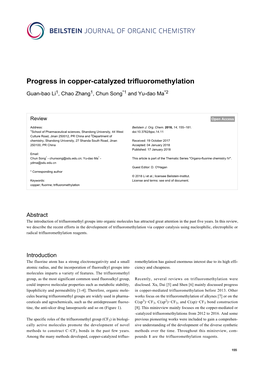 Progress in Copper-Catalyzed Trifluoromethylation