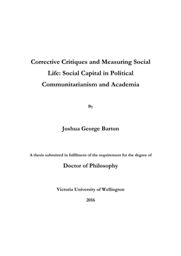 Social Capital in Political Communitarianism and Academia