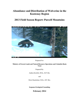 Wolverine Population and Habitat Assessment in the Kootenay Region