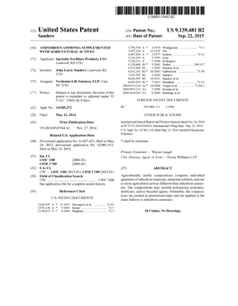 (12) United States Patent (10) Patent No.: US 9,139,481 B2 Sanders (45) Date of Patent: Sep