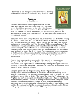Foreword to Jim Douglass’ Nonviolent Cross: a Theology of Revolution and Peace (2Nd Edition, Wipf & Stock, 2006)