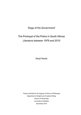 The Portrayal of the Police in South African Literature Between 1979 and 2010
