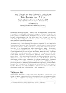 The Ghosts of the School Curriculum: Past, Present and Future Radford Lecture, Fremantle Australia, 2007
