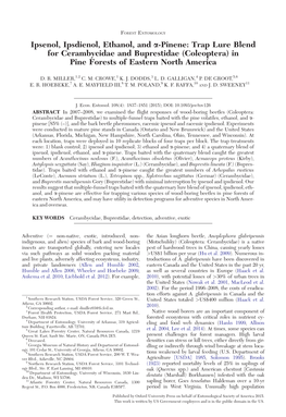 Ipsenol, Ipsdienol, Ethanol, and A-Pinene: Trap Lure Blend for Cerambycidae and Buprestidae (Coleoptera) in Pine Forests of Eastern North America