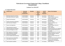 Vishwakarma Government Engineering College, Chandkheda Placement Details