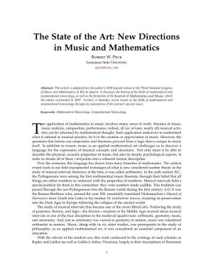 The State of the Art: New Directions in Music and Mathematics Robert W
