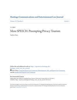 SPEECH: Preempting Privacy Tourism Stephen Bates