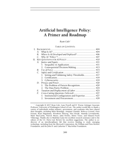 Artificial Intelligence Policy: a Primer and Roadmap