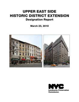 UPPER EAST SIDE HISTORIC DISTRICT EXTENSION Designation Report
