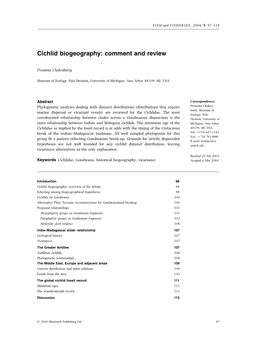 Cichlid Biogeography: Comment and Review
