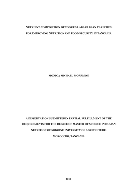 Nutrient Composition of Cooked Lablab Bean Varieties