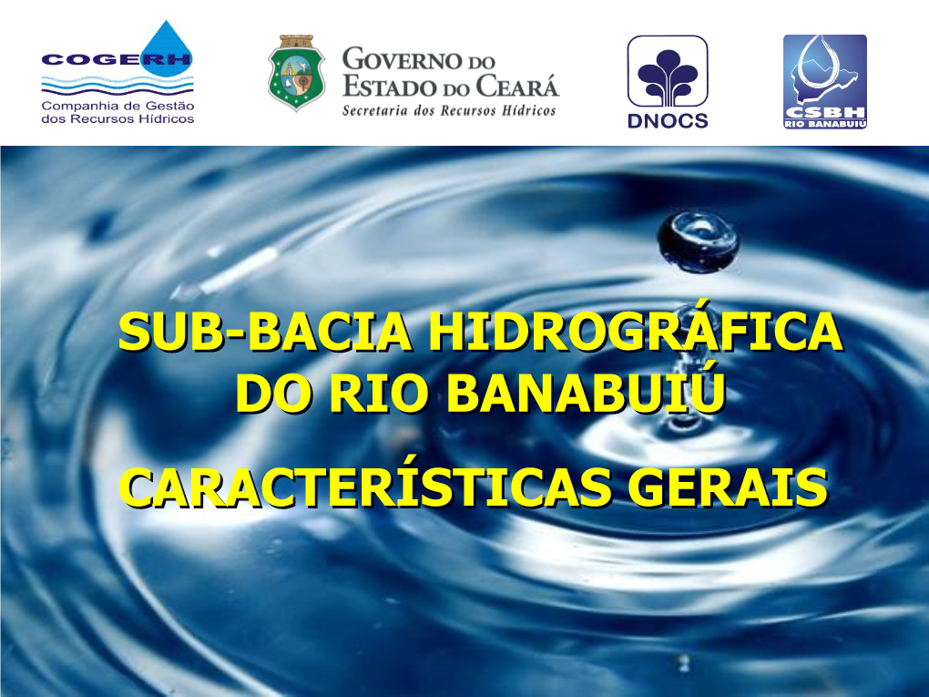 Sub-Bacia Hidrográfica Do Rio Banabuiú Características
