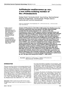 Sulfitobacter Rnediterraneus Sp. Nov., a New Sulfite-Oxidizing Member of the A-Proteobacteria