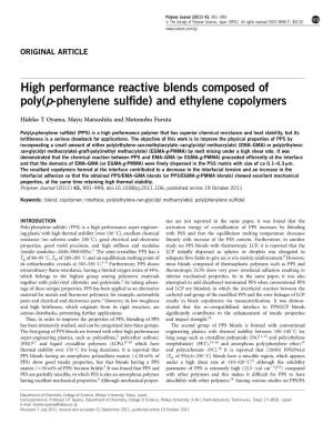 High Performance Reactive Blends Composed of Poly(P-Phenylene Sulfide)