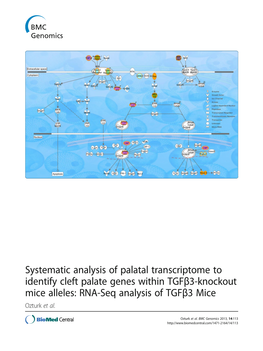 Systematic Analysis of Palatal Transcriptome to Identify Cleft Palate Genes Within Tgfβ3-Knockout Mice Alleles: RNA-Seq Analysis of Tgfβ3 Mice Ozturk Et Al