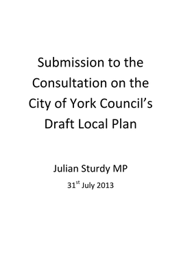 Submission to the Consultation on the City of York Council’S Draft Local Plan
