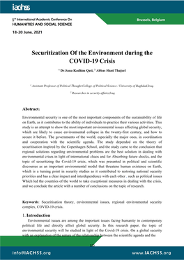 Securitization of the Environment During the COVID-19 Crisis